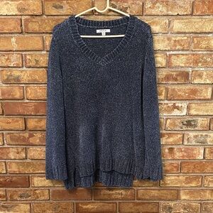 Orvis Charcoal Blue V-Neck Oversized Sweater
